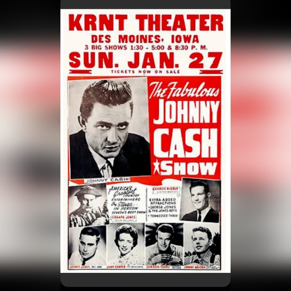 Johnny Cash - Grandpa Jones - 1957 - KRNT Theater - Des Moines - Concert Poster